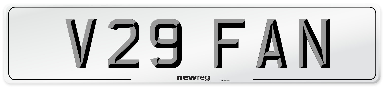 V29 FAN Number Plate from New Reg